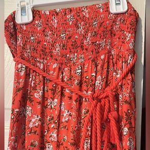 Red maxi floral skirt